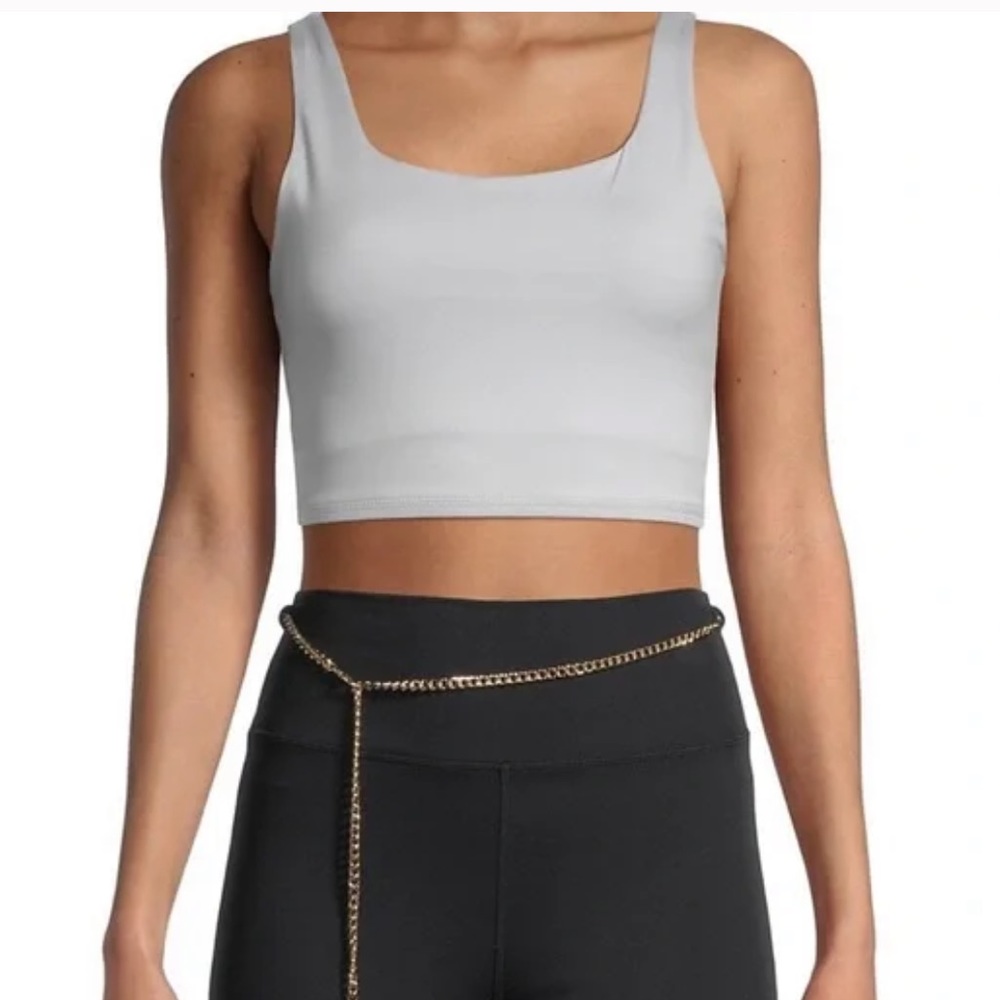 WeWoreWhat STRAIGHT NECK CROP TOP LIGHT GREY NWOT